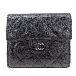 CHANEL Black Caviar Leather Wallet